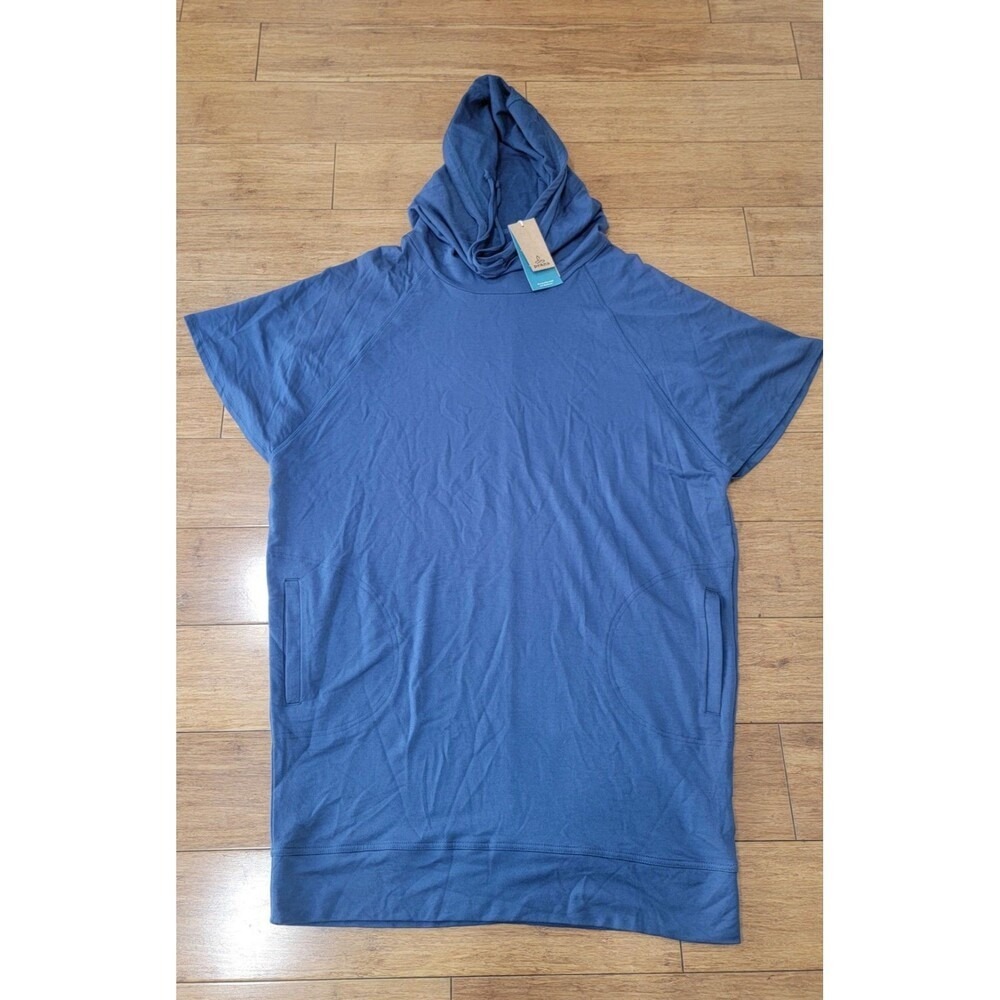PRANA HOODIE SWEATSHIRT SWEATER PULLOVER DRESS WOMEN'S XL BLUE COMFORT